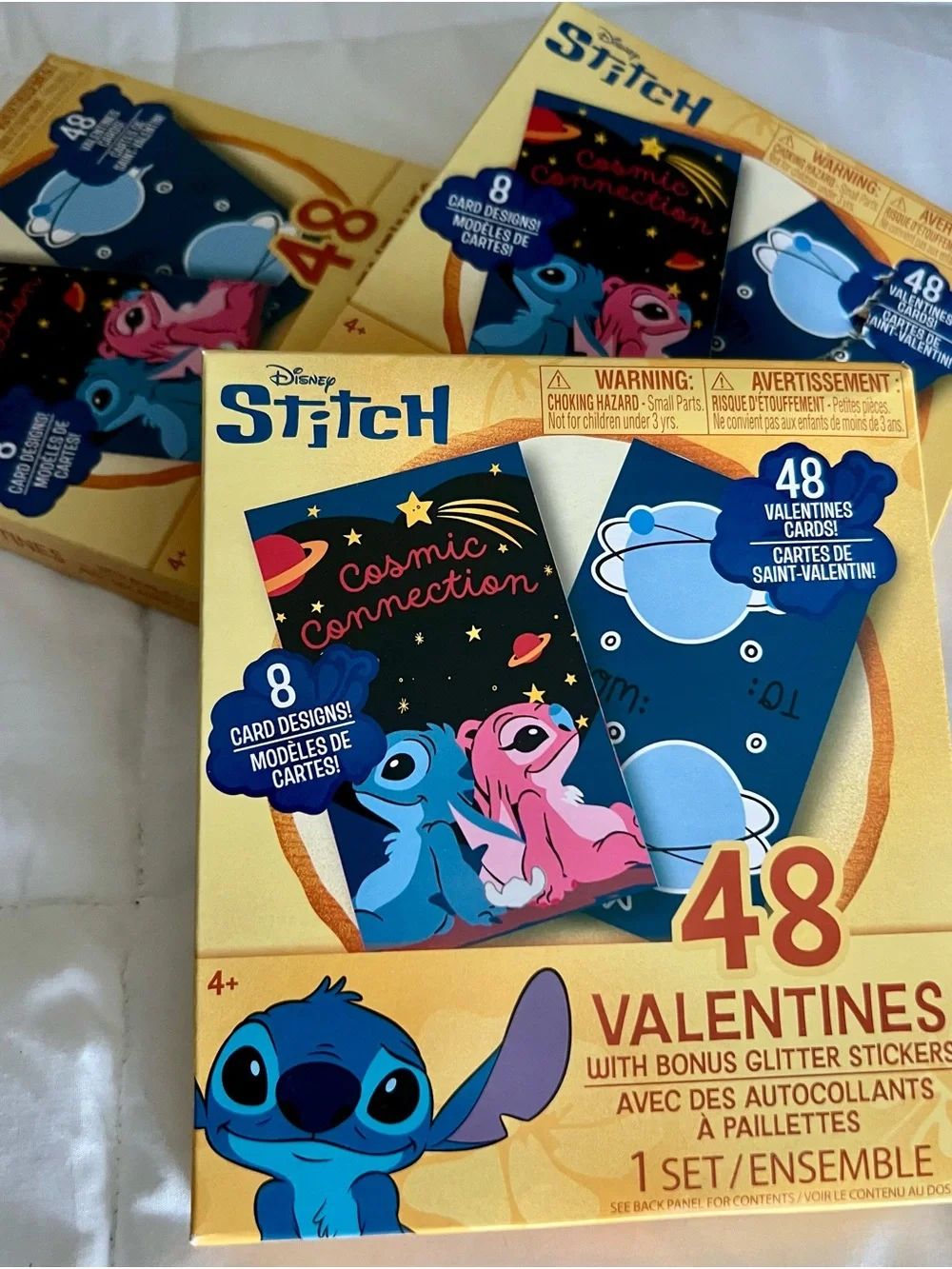 3 Pack Stitch Blue Valentines Cards - 48 Each Count